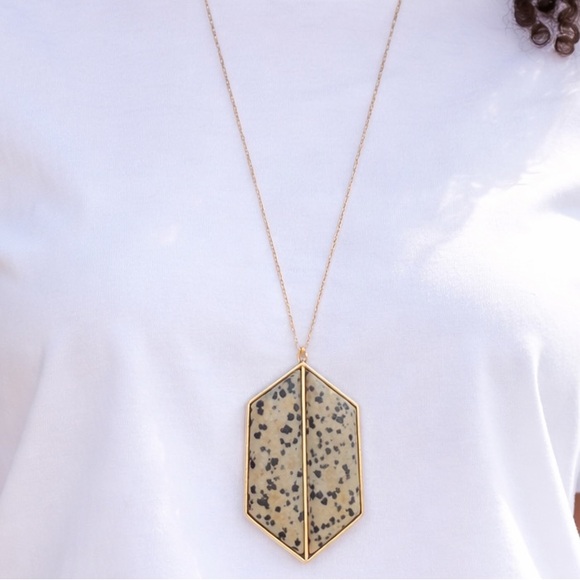 Pomina Jewelry - 6/$25 - Pomina Speckled Stone Geometric Pendant Necklace  (BR1313/2)